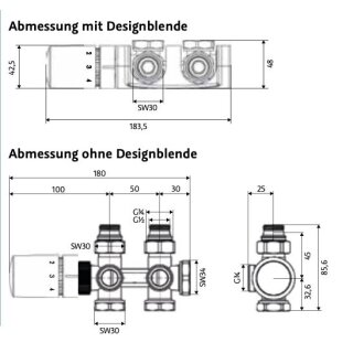 Heizkörper Anschluss-Set Kompaktventil, chrom