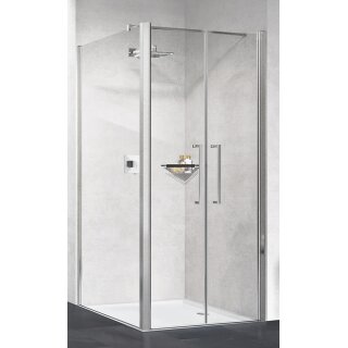 Novellini Young T2+S2 Pendeltür für Seitenwand, Grösse 64-68cm, Profilfarbe silber