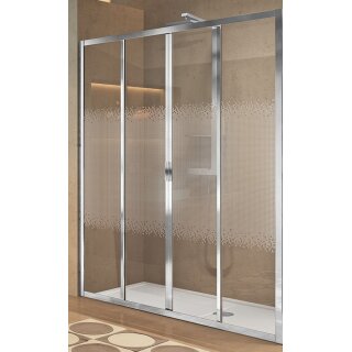 Novellini Lunes 2.0 2AST Doppelte Schiebetür mit 2 Festteilen, Grösse 164-170cm , Profilfarbe silber matt
