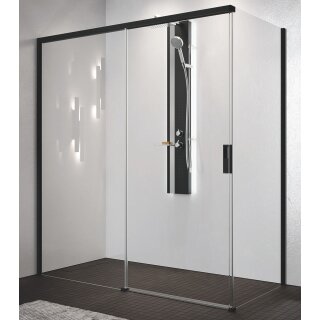 Novellini Opera PHS+FHS Schiebetür(mit 1Festteil) für Seitenwand, Grösse 195-197cm, Profilfarbe schwarz matt