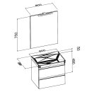 Euroshowers Viktoria Möbel-Set 600mm, schwarz mit weissem Waschbecken