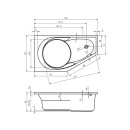 Riho Yukon Plug&Play 160x90cm, Raumsparbadewanne Badewanne, glänzende Oberfläche, rechte Version