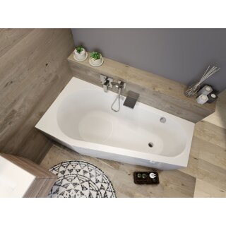 Riho Delta Plug&Play 160x80cm, Raumsparbadewanne, glänzende Oberfläche, rechte Version