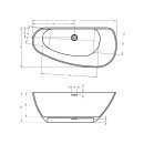 Riho Granada 170x80cm, freistehende Badewanne aus Solid Surface, linke Version