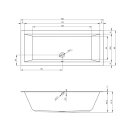 Riho Lugo Plug&Play 190x80cm, wandstehende Badewanne, glänzende Oberfläche, rechte Version