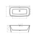 Riho Adore Back-2-Wall 180x86cm, wandstehende Badewanne, glänzende Oberfläche