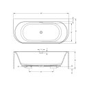 Riho Valor Back2Wall 180x80cm, Badewanne aus Solid Surface
