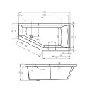 Riho Geta 170x90cm, Raumsparbadewanne mit Whirlpoolsystem Air, glänzende Oberfläche, linke Version