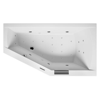 Riho Geta 160x90cm, Raumsparbadewanne mit Whirlpoolsystem Joy, glänzende Oberfläche, linke Version