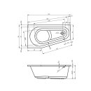 Riho Delta 150x80cm, Raumsparbadewanne mit Whirlpoolsystem Air, glänzende Oberfläche, rechte Version