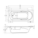 Riho Future 180x80cm, rechteckige Badewanne, glänzende Oberfläche, ohne/mit Whirlpoolsystem