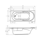 Riho Future 170x75cm, rechteckige Badewanne, glänzende Oberfläche, ohne/mit Whirlpoolsystem