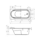 Riho Columbia 150x75cm, rechteckige Badewanne, glänzende Oberfläche, ohne/mit Whirlpoolsystem