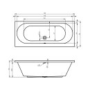 Riho Carolina 190x80cm, rechteckige Badewanne, glänzende Oberfläche, ohne/mit Whirlpoolsystem