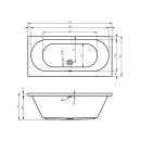 Riho Carolina 170x80cm, rechteckige Badewanne, glänzende Oberfläche, ohne/mit Whirlpoolsystem