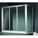 Doccia Badewannenaufsatz Macay mit drei Schiebetüren - für Seitenwand, bis 180cm, H:bis 158,2cm, silber glänzend, Glas klar
