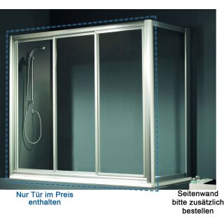 Doccia Badewannenaufsatz Macay mit drei Schiebetüren - für Seitenwand, bis 160cm, H:148,2cm, RAL-Farbe, Glas Dekor
