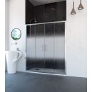 Doccia Bogota Duschabtrennung, 2 Schiebetüren + 2 Festteile, Tür für Seitenwand, bis 160cm, H:bis 210cm, chrom, Glas Dekor