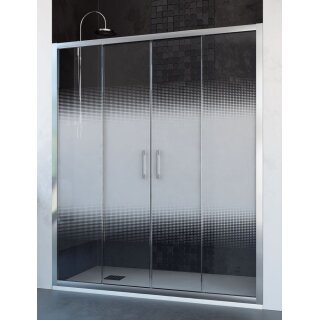 Doccia Bogota Duschabtrennung für Nischen, mit zwei Schiebetüren und zwei Fixteilen, bis 160cm, H:bis 220cm, RAL-Farbe, Glas Dekor