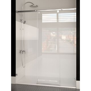 Doccia Boston Duschabtrennung für Nischen, mit einer Schiebetür und zwei Fixteilen, bis 160cm, H:bis 195cm, chrom, Glas matt