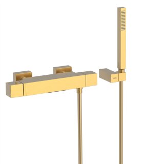Tres Cuadro Exclusive, Thermostat Wannenbatterie, 24k Gold matt