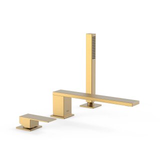 Tres Cuadro Exclusive, Einhebel Wannenrandbatterie, 24k Gold matt