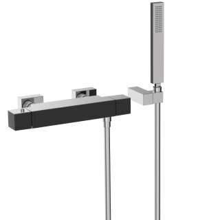 Tres Slim Exclusive, Thermostat Brausebatterie, Schwarz-chrom
