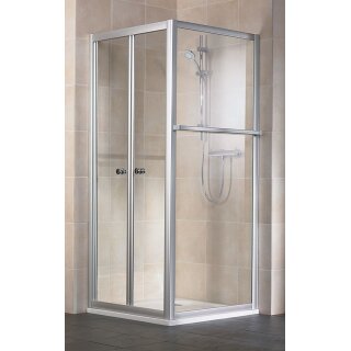 HSK Favorit Klapptür, 2-teilig in Kombination mit Seitenwand inkl. Handtuchhalter, 80cm, Sondermass B:bis 120cm ; H:185,1-200,0cm, alu silber matt, Kunstglas