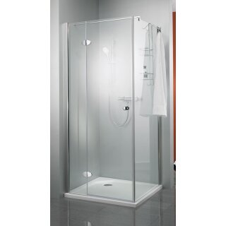 HSK Premium Classic Drehtür mit Seitenwand, 80cm, 100cm, alu silber matt