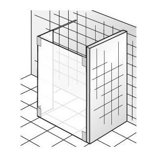 HSK Walk In K2 1 Glaselement mit Seitenteil, Sondermass bis 100,0cm, bis 50cm, chrom