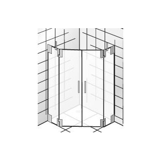 HSK K2 Fünfeckdusche 2 Drehtüren + 2 Seitenteile