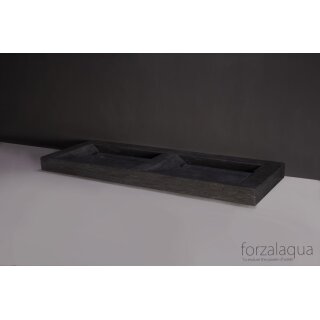 Forzalaqua Stein Waschbecken, BELLEZZA DOPPIO BLUESTONE MATT GESCHLIFFEN 140,5X51,5X9CM 2XØ36MM