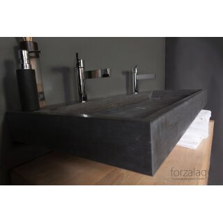 Forzalaqua Stein Waschbecken, BELLEZZA BLUESTONE MATT GESCHLIFFEN 120,5X51,5X9CM 2XØ36MM