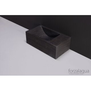 Forzalaqua Stein Waschbecken, VENETIA XS BLUESTONE MATT GESCHLIFFEN 29X16X10CM 0XØ36MM, R