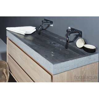 Forzalaqua Stein Waschbecken, PALERMO BLUESTONE GEMEISSELT 100,5X51,5X9CM 0XØ36MM