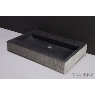 Forzalaqua Stein Waschbecken, PALERMO BLUESTONE GEMEISSELT 60X40X9CM, 0XØ36MM
