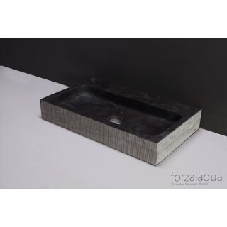 Forzalaqua Stein Waschbecken, TARANTO BLUESTONE GEMEISSELT 50X30X8CM 1XØ36MM