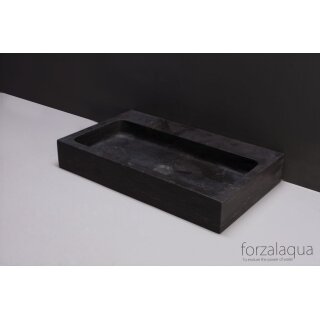Forzalaqua Stein Waschbecken, TARANTO BLUESTONE MATT GESCHLIFFEN 50X30X8CM 0XØ36MM
