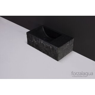 Forzalaqua Stein Waschbecken, VENETIA XS GRANIT GESPITZT 29X16X10CM, R mit Hahnloch