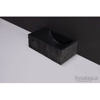 Forzalaqua Stein Waschbecken, VENETIA XS GRANIT GESPITZT 29X16X10CM, L mit Hahnloch