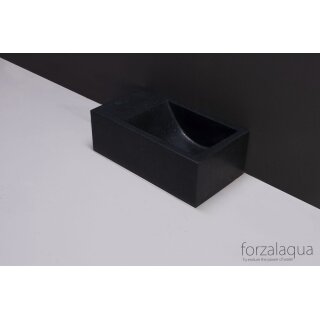 Forzalaqua Stein Waschbecken, VENETIA XS GRANIT MATT GESCHLIFFEN 29X16X10CM, L mit Hahnloch