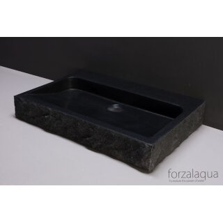 Forzalaqua Stein Waschbecken, PALERMO GRANIT GESPITZT 60X40X9CM mit Hahnloch