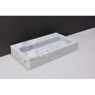 Forzalaqua Stein Waschbecken, TARANTO CARRARA MARMOR POLIERT 50X30X8CM