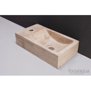 Forzalaqua Stein Waschbecken, VENETIA TRAVERTIN MATT GESCHLIFFEN 40X22X10CM, L