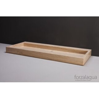 Forzalaqua Stein Waschbecken, PALERMO TRAVERTIN MATT GESCHLIFFEN 100,5X51,5X9CM mit zwei Hahnlöchern