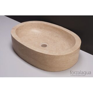 Forzalaqua Stein Waschbecken, FIRENZE TRAVERTIN MATT GESCHLIFFEN 50X35X12CM
