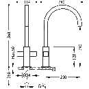 Tres Cuadro-Tres, Zweigriff-Waschtischbatterie, chrom