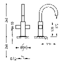 Tres Cuadro-Tres, Zweigriff-Waschtischbatterie, chrom