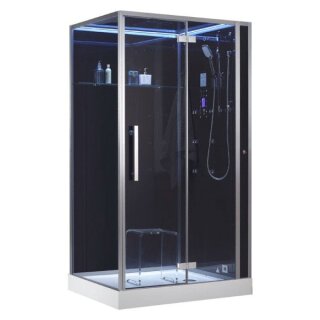 EAGO Dampfdusche DZ990F12 mit Duschtasse schwarz 120x90 rechts