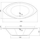 Oval-Badewanne Memmert 203x95x43cm